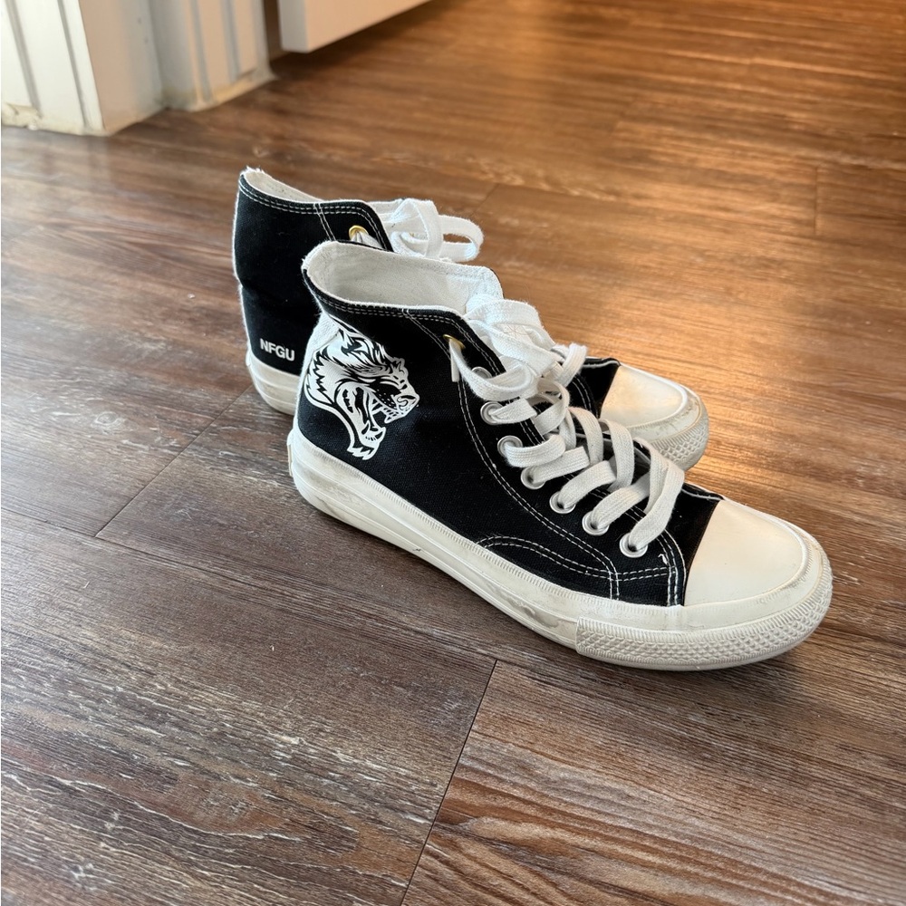 Black and White High-Top Sneakers